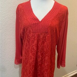 Shannon Ford New York orange lace tunic top 2x
